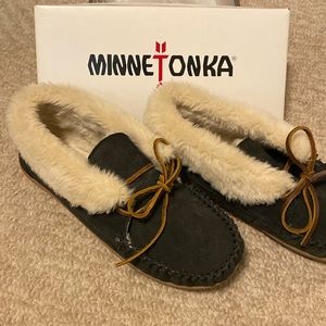 Minnetonka Dark Grey Bootie Moccasin